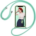 thumbnail image 2 of Crossbody Case for iPhone 7 Plus/iPhone 8 Plus with Camera Cover, Silicone Card Holder Phone Cover with Adjustable Necklace Strap Cord Lanyard Shockproof Protective Case - Matcha Green, 2 of 14