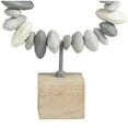 thumbnail image 4 of 11" x 14" Gray Metal Circular Stone Abstract Sculpture with Brown Wooden Base, by DecMode, 4 of 8
