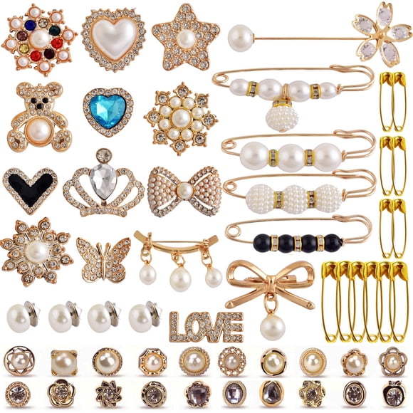 Broche Sock Charms con forma de alfiler de seguridad, 55 piezas, joyas doradas