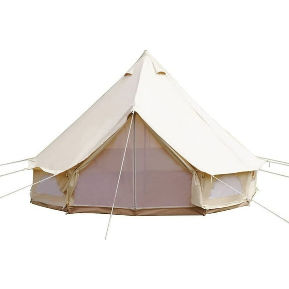 INTBUYING 16FT/5M Large Camping Tent Camping Hiking Outdoor Waterproof Oxford Canvas Yurt Bell Tent for 8-10 Person