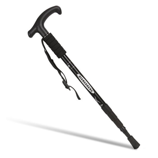 Greeniant Bastones de Trekking Bastones de Senderismo Bastones T Grip Montañismo Muleta Aleación de Aluminio Antigolpes Bastón de Esquí Escalada Negro Greeniant OD003557-02