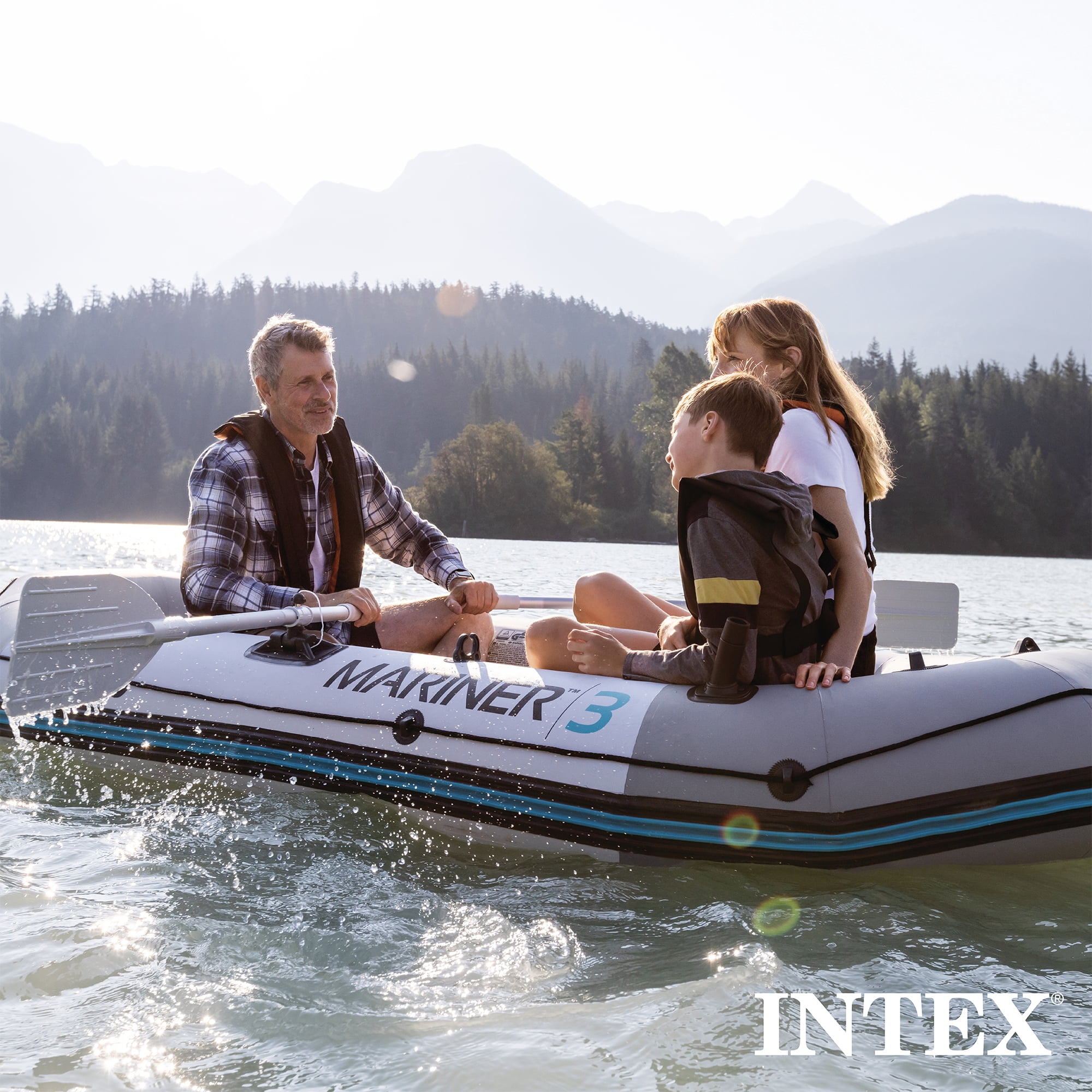 Intex Mariner 3, 3-Person Inflatable River/Lake Dinghy Boat & Oars Set