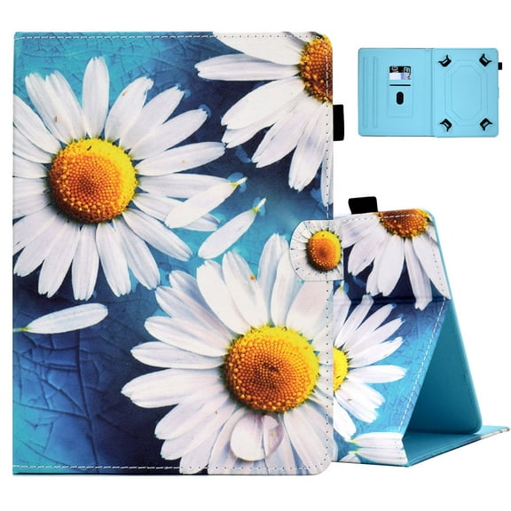 Universal Case for 7 inch Tablet,Allytech PU Leather Folio Flip Card Slots Stand Case for Samsung Galaxy Tab 7.0/LG G Pad/Kindle Fire 7/HDX7/Google/Lenovo Tab and More 7.0" Tablet - Sunflower