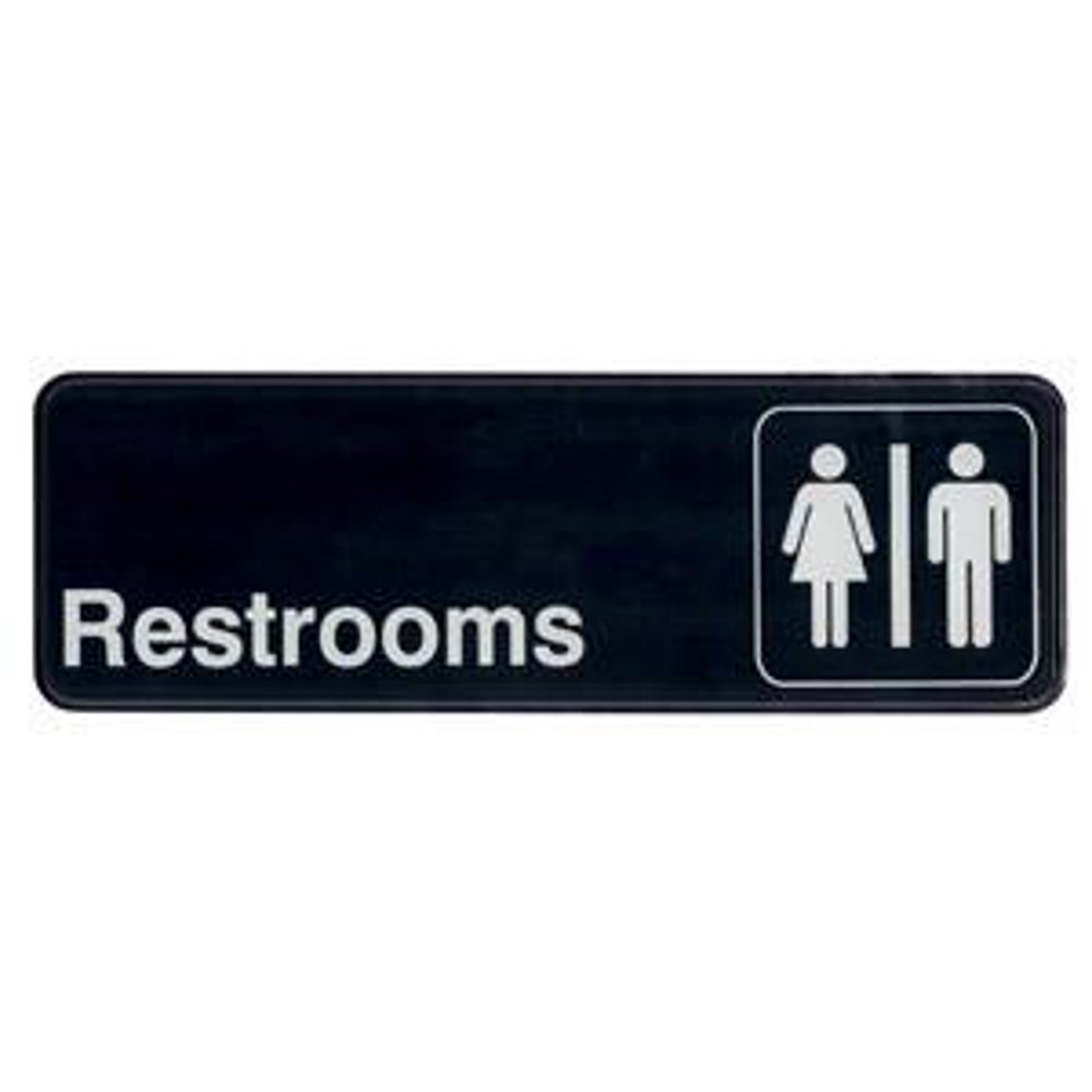 Update S3915BK Restroom Sign "Restrooms" 9x3