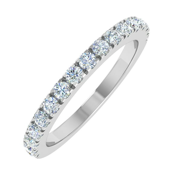 14K White Gold Diamond Semi-Eternity Wedding Band Ring (0.40 Carat) (Ring Size 7)