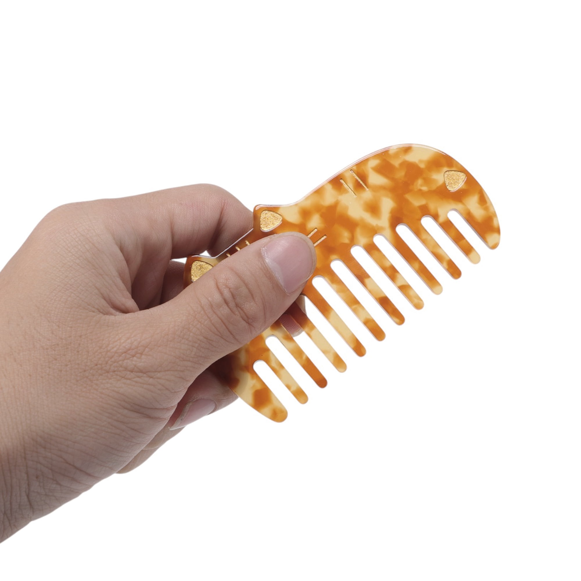 Unique Bargains 1 Pc Women Durable Cute Cat Comb Designed for All Hair Types Amber