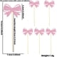 thumbnail image 1 of Helado Decoraciones de Fiesta de Cumpleaños, Bow Cupcake Toppers Y Bowknot Selecciones de Torta para Cumpleaños Boda Compromiso Nupcial, Decoración de Fiesta Temática de Arco, Vestido de Invitado de B, 1 of 1