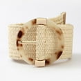 thumbnail image 1 of Belt Round Wooden Buckle Dress Belt for Women Casual Female Braided Wide Strap Female Designer Woven Girls Elastic PP Straw Belt Durable, 1 of 5