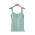 thumbnail image 2 of Akafmk Women's Sleeveless Cami Pajama Tops,Women's Cotton Sleepwear T-Shirt,Fashion Solid Color with Chest Pad No Steel Rings Bottom Underwear, 2 of 3