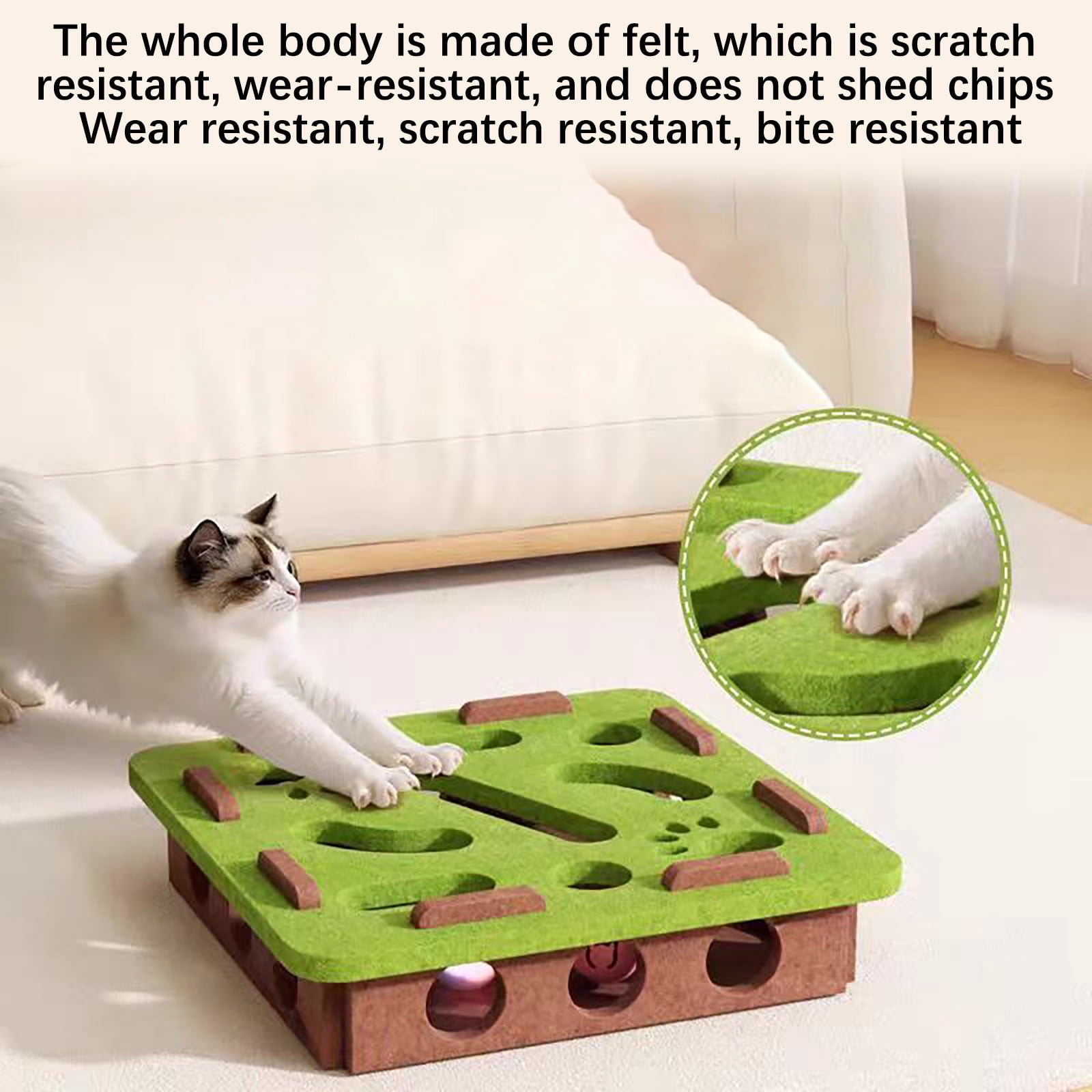 Fzsteel Interactive Cat Toy Box With Puzzle Game For Mental Stimulation And Exercise Indoor Pet Enrichment Digging Activity 30x30x7.5cm