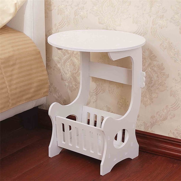 Mesita de noche con almacenamiento, mesa lateral compacta moderna para sofá, PVC blanco, 44x27x22 cm, fácil de montar para dormitorio, sala de estar o dormitorio universitario.