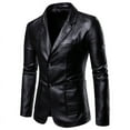 thumbnail image 3 of Men's Leather Jacket Leather Suit Youth Warm Washed Leather Jacket Coat, 3 of 5