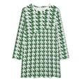 thumbnail image 2 of Aesthetic Leaf Green And White Ripple Loose Dress Evening Dress Summer Dresses for Women Luxury Dress Long Sleeved Dress, 2 of 4