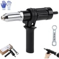 thumbnail image 1 of Professional Electric Rivet Gun Adapter Kit, Rivet Gun Adapter with Removable Plastic Handle, 4 Rivet Heads 2.4mm 3.2mm 4.0mm 4.8mm, Cordless Riveting Drill Tool Accessories (1 Set), 1 of 7
