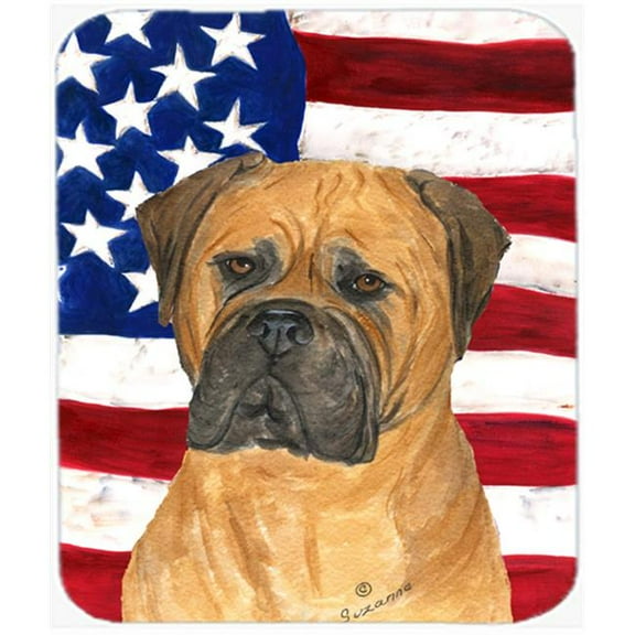 Usa American Flag With Bullmastiff Mouse Pad, Hot Pad Or Trivet