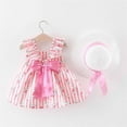 thumbnail image 2 of Odeerbi Toddler Girl Summer Beach Dress with Sun Hat Baby Bow Flower Print Suspender Dress Hat Suit Pink, 2 of 9