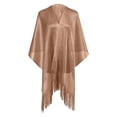 thumbnail image 2 of Sexy Shawl for Women Fashionable Mesh Shawl Wraps, Solid Color Fringe Scarf Fashionable Women Poncho Ruana Cape Open Front, for Outdoor Wear Spring Fall Winter Decorations & Gifts Champagne One Size, 2 of 3