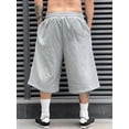 thumbnail image 5 of Men's Letter Print Knee Length Sweat Shorts, Drawstring Elastic Waist Wide Leg Casual Jersey Shorts with Side Pockets, 5 of 7