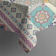 thumbnail image 5 of Multicolor Ethnic Floral and Butterfly Pattern Square Tablecloth,Waterproof Square Table Cover,Wipeable Spillproof Washable Table Cover for Home Kitchen Party Decor 42"X42"(107x107cm), 5 of 6