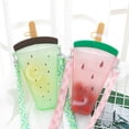 thumbnail image 4 of Straw Cup Cute Fruit Design Aislamiento Térmico Botella De Agua Con Correa Para El Hombro Hombro A Prueba De Fugas Contenedor De Agua Para Niños Al Aire Libre Niños Yuarrent HA026788-04, 4 of 6