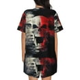 thumbnail image 6 of Rateoe Red And White Screaming Demon Skull Pattern Women's Short-Sleeved Pajama Set - 2 Piece Soft and Lightweight Sleepwear Set-XX-Large, 6 of 7