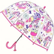 1pc New Colorful Princess Umbrella With Bag Edge Cute Transparent Plastic Printed Unicorn Umbrella