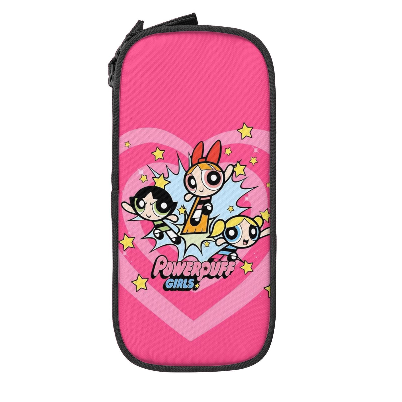 The Powerpuff Gi-rls Pencil Case Large Capacity Pencil Pouch Pen Bag Office Stationery Organizer Travel Makeup Bag Black