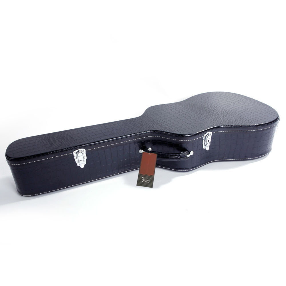 41 Folk Guitar Hardshell Carrying Case Fits Most Acoustic Guitars Crocodile Dermatoglyph Flat Black 