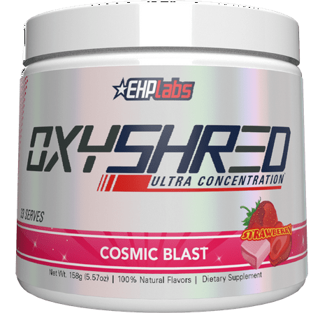 EHP LABS OxyShred Pre Workout Powder with L Glutamine & Acetyl L Carnitine, Energy Boost Drink - Cosmic Blast, 33 Servings