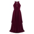 thumbnail image 3 of Aislor Kids Girls Pleated Chiffon Sleeveless Wedding Flower Girls Long Dress Junior Bridesmaid Party Dress Burgundy 14, 3 of 7