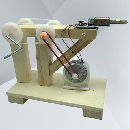 HORIALENCE 1Set Manual Electricity Generator Assembly Model Wooden Generator for Model for Students