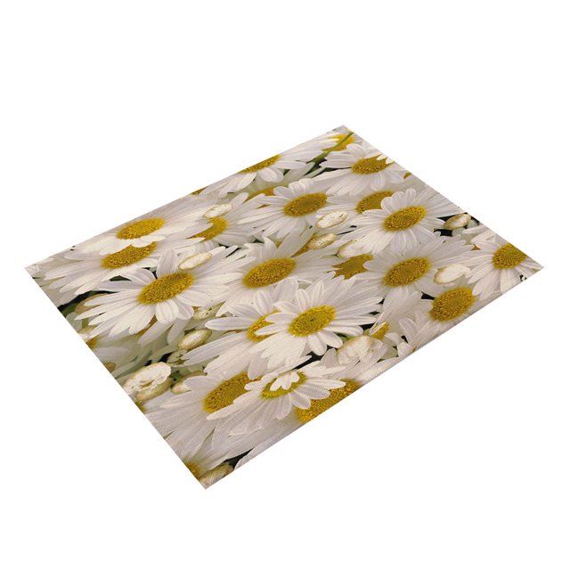 Tapete lavable resistente al calor con estampado de patrones florales, tapete para taza y tazón de mesa de dibujos animados (#8)