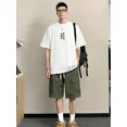 thumbnail image 4 of Conjunto de pantalones cortos para hombre, trajes deportivos, alfabeto blanco, oferta de dos piezas, camisetas masculinas emo juveniles, conjuntos cortos, tendencias, disfraces elegantes y sueltos, 4 of 4