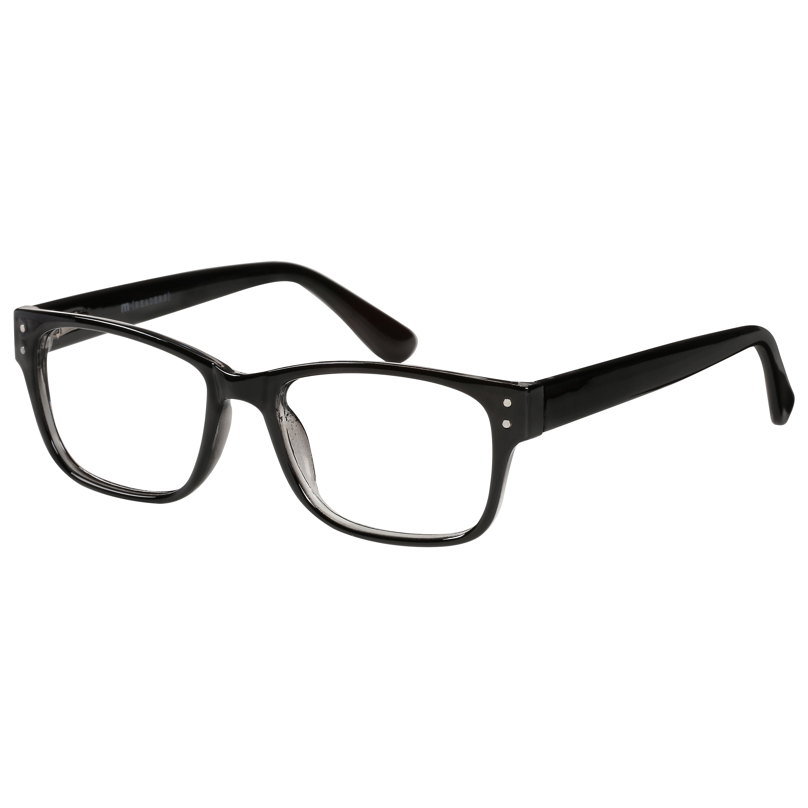 M+ Mens Square Plastic Reading Glasses 2.00 Oliver in Classic Black