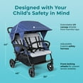 thumbnail image 2 of Foundations Gaggle Odyssey 4-Seat Quad Stroller, Reclining Bench Seats with Canopy, Navy/Gray, 2 of 11