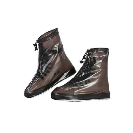 SHOEGIRLS Women Waterproof Shoe Covers Slip-Resistant Reusable Overshoes, Brown,