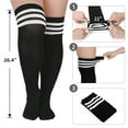 thumbnail image 4 of Zando 3 Pairs Black Plus Size Thigh High Socks for Women Long Socks for Thick Thighs Striped Thigh Highs Knee High Leg Warmers Stockings, 4 of 5