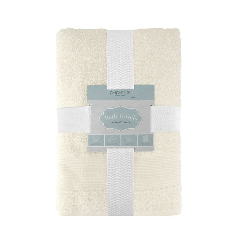 Chic Home Luxurious 3-Piece 100% Pure Turkish Cotton Bath Towels, 30 x  60, Jacquard Weave Design, OEKO-TEX Certified