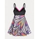 thumbnail image 2 of Tankini de Talla Grande con Estampado de Panel de Malla Rosegal  Camisetas tallas grandes, 2 of 5