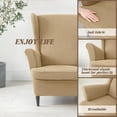 thumbnail image 4 of Wingback Chair Covers, 2 Piece Stretch Wing Chair Slipcover, Waterproof Wing Back Chair Covers with Arms for Living Room and Bedroom, Khaki, 4 of 8