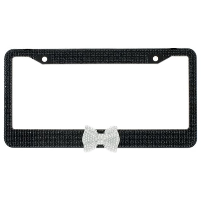 Cadre de Plaque d'Immatriculation en Cristal de Diamant Bling 7 Rangs avec Nœud Papillon