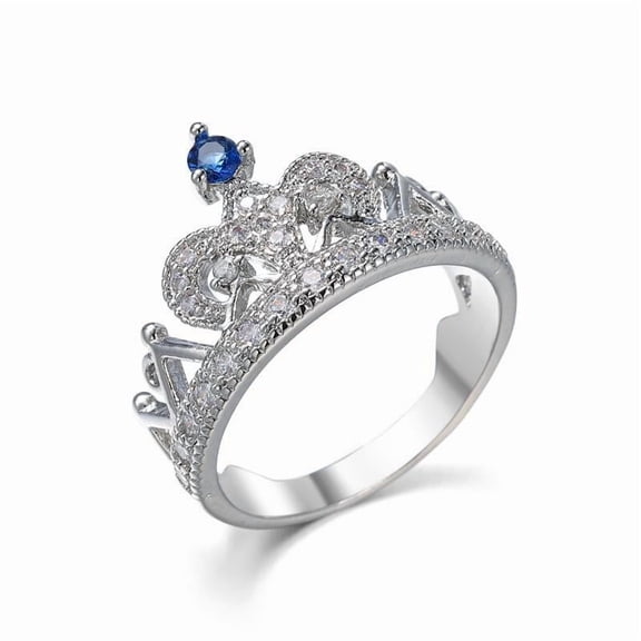 Beautiful Tiara Ring, Princess Crown Diamond Wedding Ring, Luxurious Diamond Engagement Ring For Women, 14K White Gold Plated, 2.2 Ct Simulated Diamond, Anniversary Ring For Wife