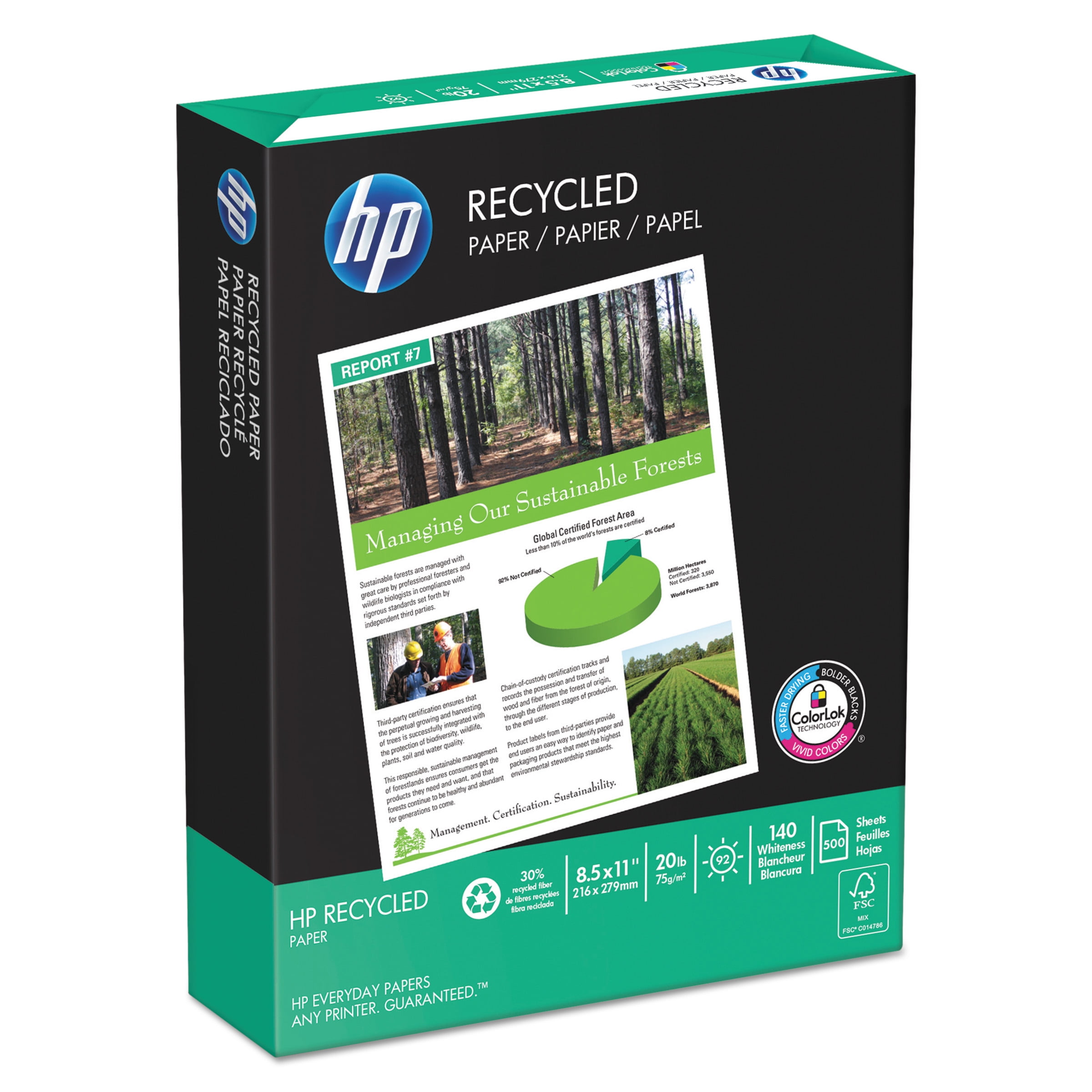 8 1/2 x 11 92 Bright 20Lb HP Office Paper 5,000 Sheets/Case 