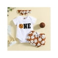 thumbnail image 2 of 3 Baby Suit Set Summer Outfits Letter Print Round Neck Short Sleeve Romper Baseball Print Shorts with Headband, 2 of 9