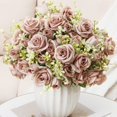 thumbnail image 3 of Mdesiwst Artificial Rose Flower with Stem,Realistic Faux Flower Bouquet Home Office Table Centerpiece Wedding Fake Floral Arrangement Decoration, 3 of 5