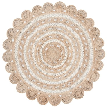 SAFAVIEH Natural Fiber Griselda Geometric Area Rug, Ivory/Natural, 10' x 10' Round