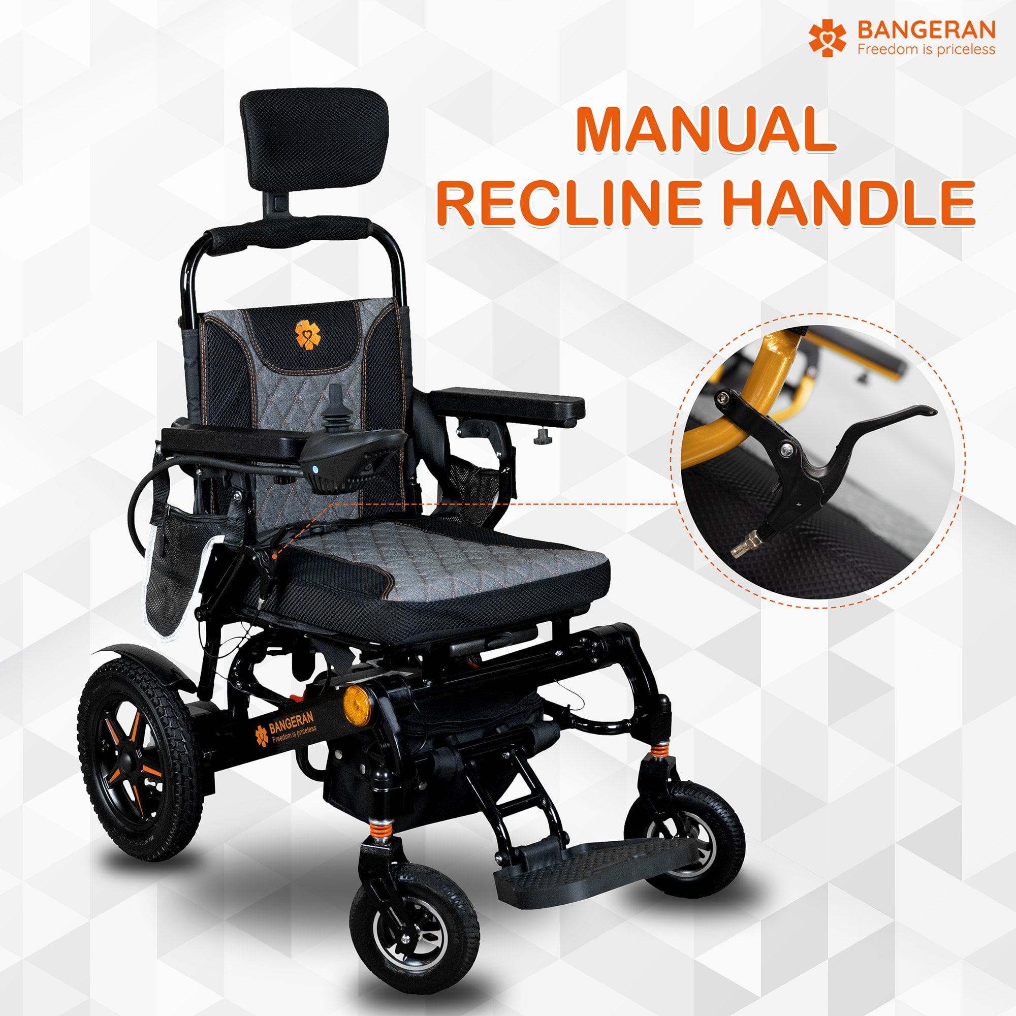 BANGERAN Thunderbolt (Manual) Safe and Smooth Reclining Electric Wheelchair for Adults and