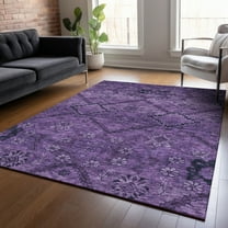 Addison Rugs Chantille Indoor/Outdoor Transitional Floral Eggplant Washable Rectangle Rug, 3' x 5'