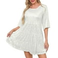 thumbnail image 3 of Jinhomg Sequin Dress for Women Plus Size Half Sleeve Sparkly Glitter Dress Flowy Swing Midi Club Cocktail Party Dresses Summer Tiered Club Night Outfits White S, 3 of 10