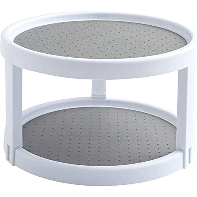 Estante giratorio para especias, bandeja giratoria para especias, condimentos, almacenamiento de cocina, multifunción para almacenamiento de cocina (doble capa)